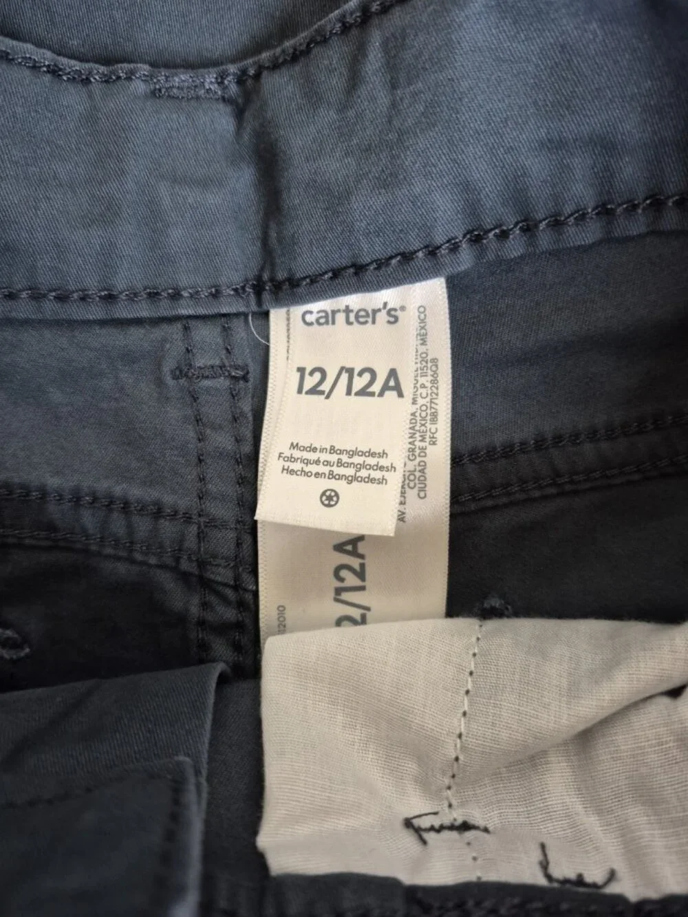 NWT CARTER'S Gray Chino Pants Youth Boys Size 12 Adjustable